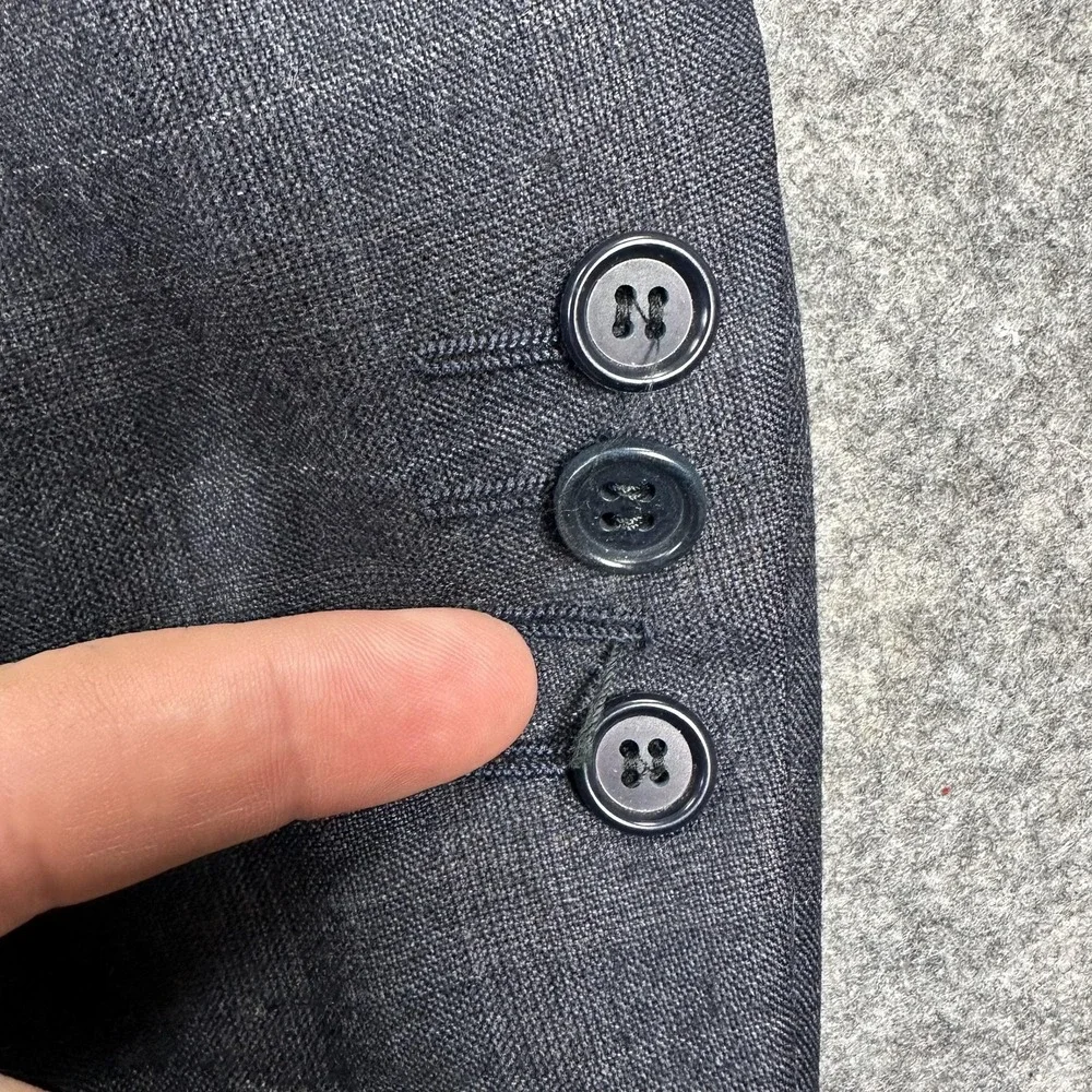 Canali Suit Jacket Mens 48‎ (58 Italy) Gray Check Super 120s Wool Made Italy